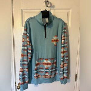 Southwestern look turquoise color popover, size M.